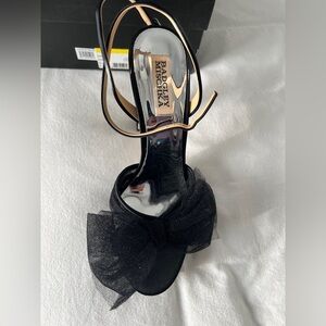 Black and Gold Heels with Bow Detail